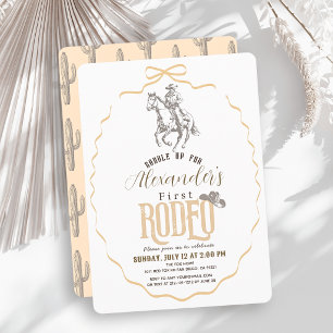 Convites Primeiro Rodeio Cowboy Western Bege Arco 1º Aniver
