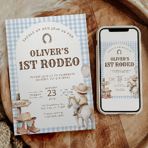 Convites Primeiro Rodeio Menino Aniversário Western Cowboy