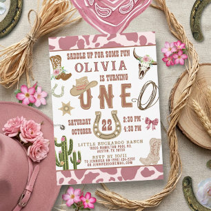 Convites Primeiro Rodeio Rosa Vaqueira Ocidental Aniversári