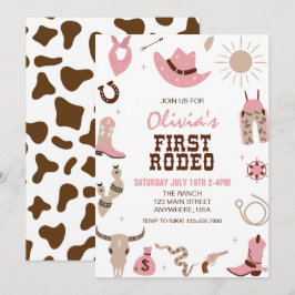 Convites Primeiro Rodeio Rosa Western Aniversário de 1 ano