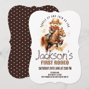 Convites Primeiro Rodeio Urso Teddy Cavalo Menino Primeiro 