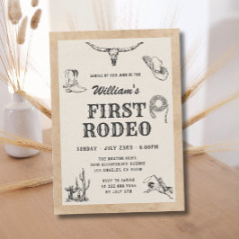 Convites Primeiro Rodeio Vintage Neutro Cowboy 1º Aniversár