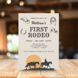 Convites Primeiro Rodeio Vintage Neutro Cowboy 1º Aniversár