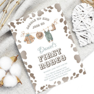 Convites Primeiro Rodeo Cowboy Roupa Menino Ocidental Anive