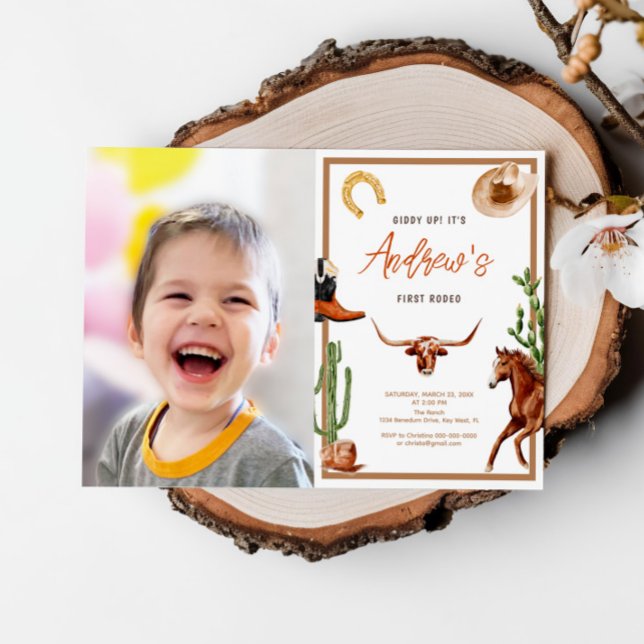 Convites Primeiro Rodeo Moderno do Sul Foto do Cowboy Anive (Criador carregado)