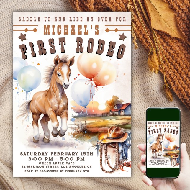 Convites Primeiro RODEO | Wild West Cowboy primeiro anivers (#FirstRodeoBirthdayInvitation #MyFirstRodeoBirthdayInvitation #RodeoBirthdayInvitation)