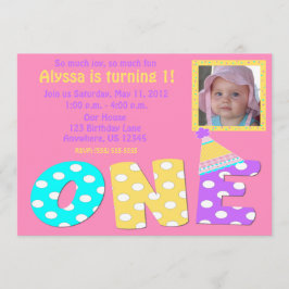 Convites Primeiro rosa Invitaiton da menina do aniversário