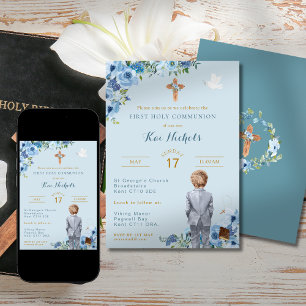 Convites Primeiro Sagrado Comunhão Batismo Blonde Boy Dusky