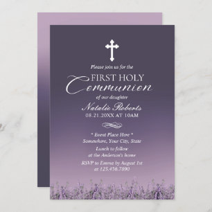 Convites Primeiro Sagrado Mole Roxo Elegante da Comunidade