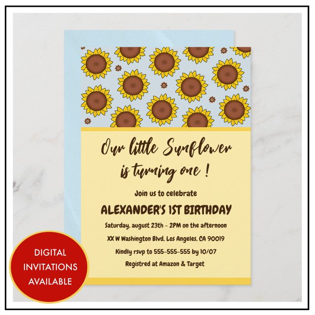 Convites Primeiros aniversarios de girassol (sunflower-1st-birthday-invitations-cute-modern-boy-3)