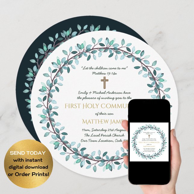 Convites Primeiros Caras Comunitários Chamadas Blue Wreath (Criador carregado)