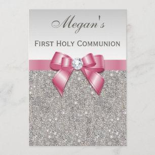 Convites Primeiros jóias, arco & diamante da prata do