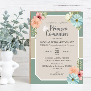 Convites Primera Comunion Flowers Rosa Cute Primeira Comunh