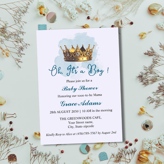Convites Prince Crown (baby boy) Baby Shower Invitation (Criador carregado)