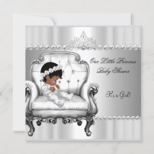 Convites Princesa Afro-Americana Chá de Bebê Menina Cadeira