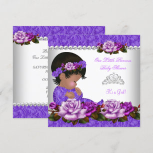Convites Princesa Afro-Americana Chá de Bebê Menina Rosa 3
