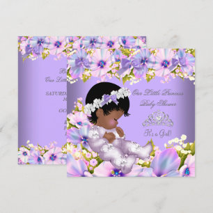 Convites Princesa Afro-Americana Chá de Bebê Menina Roxo