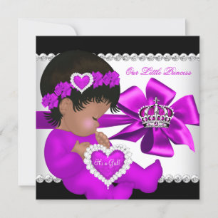 Convites Princesa Afro-Americana Chá de Bebê Menina Roxo