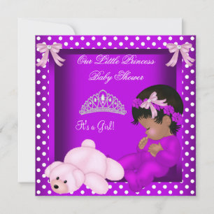 Convites Princesa Afro-Americana Chás de Bebê Menina 2