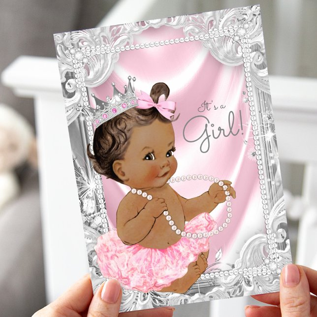 Convites Princesa Afro-Americana Churrasco de Bebê Menina É (Criador carregado)