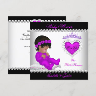 Convites Princesa Afro-Americana Churrasco de Bebê Menina R
