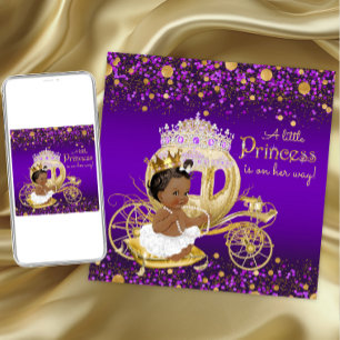 Convites Princesa Afro-Americana Chuvada de Bebê Roxo e Dou