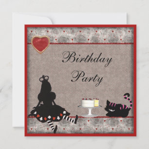 Convites Princesa Alice & Cheshire Cat Festa de aniversári