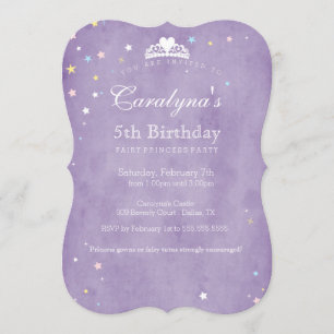 Convites Princesa Aniversário Púrpura Fada