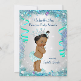 Convites Princesa Azul Sob o Mar Chuvada de Bebê Étnica