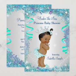 Convites Princesa Azul Sob o Mar Chuvada de Bebê Étnica