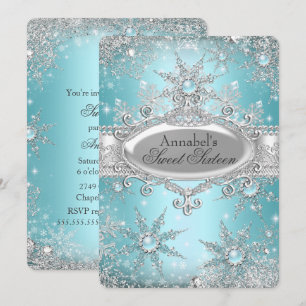 Convites Princesa Azul Turquesa Natal Magico Sweet 16