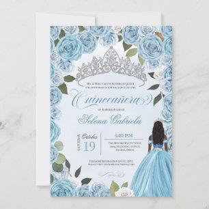 Convites Princesa Ball Blue Rosa Cinderella Quinceanera