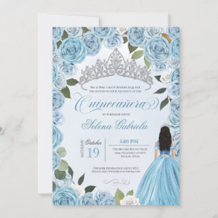 Convites Princesa Ball Blue Rosa Quinceanera
