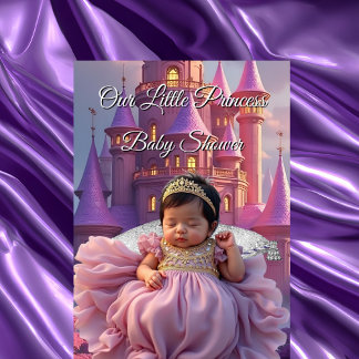 Convites Princesa Bebê Chuveiro Castelo Dourado Roxo