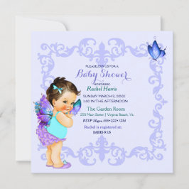 Convites Princesa Borboleta Bebê Menina Lavanda