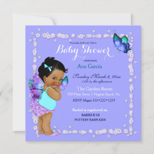 Convites Princesa Borboleta Bebê Menina Roxo Turquesa