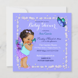 Convites Princesa Borboleta Bebê Menina Roxo Turquesa Invi