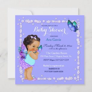Convites Princesa Borboleta Bebê Menina Roxo Turquesa Invi