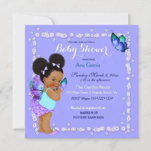Convites Princesa Borboleta Bebê Menina Roxo Turquesa Invi