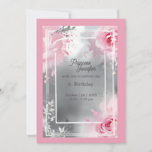 Convites princesa branca-rosa festiva fimodal aniversário d