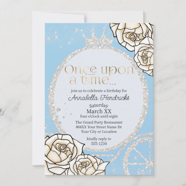 Convites Princesa Carruagem Cinderella Fairytale (Frente)