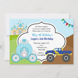Convites Princesa Carruagem e Monster Truck Joint Birday