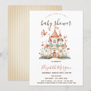 Convites Princesa Castelo Borboletas Listras Baby Shower  