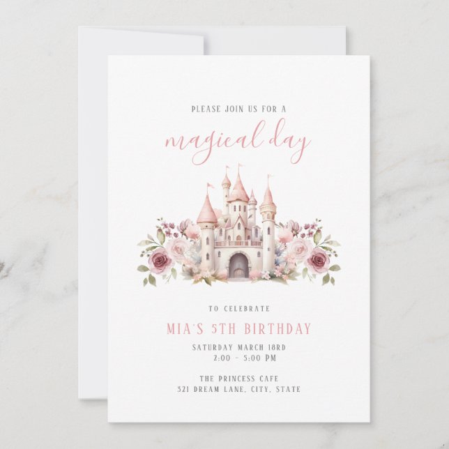 Convites Princesa Castle Birthday Invitation Girls (Frente)