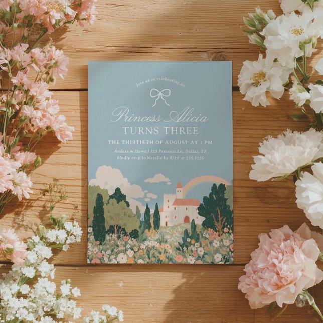 Convites Princesa Castle Floral Fairytale Birthday (Criador carregado)