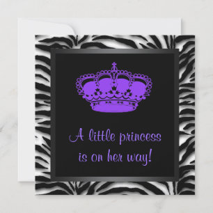 Convites Princesa Chá de fraldas de Zebra Roxo