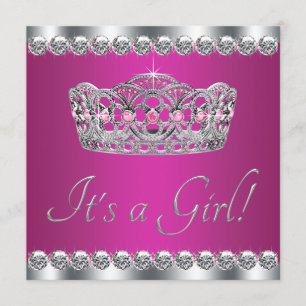 Convites Princesa chá de fraldas do rosa quente dos