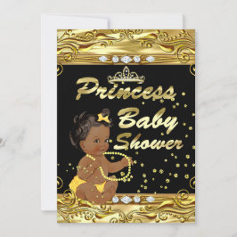 Convites Princesa Chá de fraldas Negra Dourada Sprinkle Étn