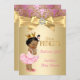 Convites Princesa Chá de fraldas Rosa Dourada Ballerina Étn (Frente/Verso)