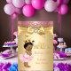 Convites Princesa Chá de fraldas Rosa Dourada Ballerina Étn (Criador carregado)